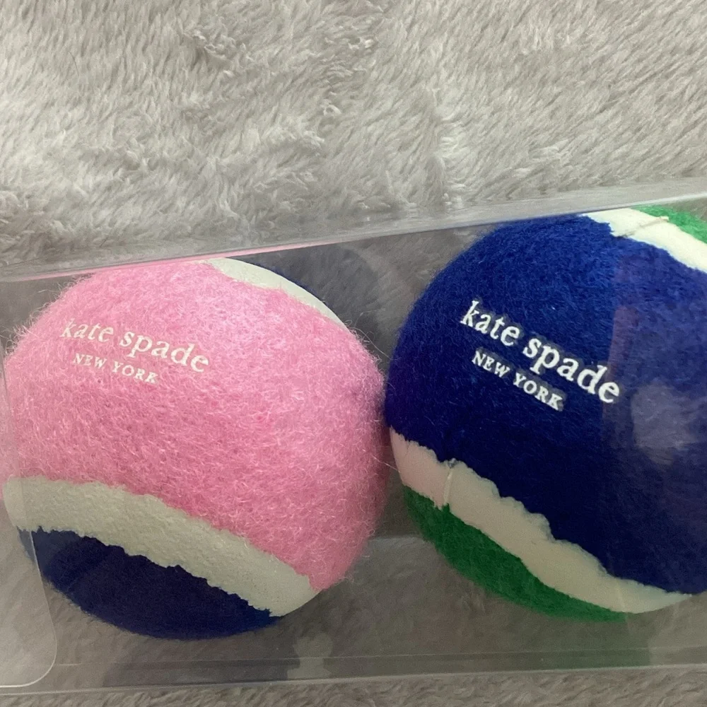Kate Spade Pink Green and Blue Pet Tennis Ball Set